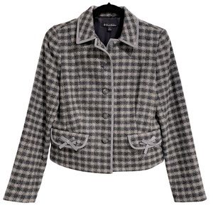 BROOKS BROTHERS GRAY WOOL HERRINGBONE TWEED BLAZER JACKET 8